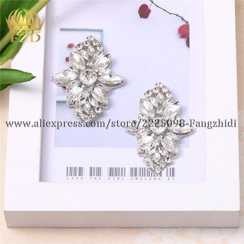 FZD 100 PCS Hot Fix beaded bridal Rhinestone Applique stoneTrimming for Shoes Small appliques