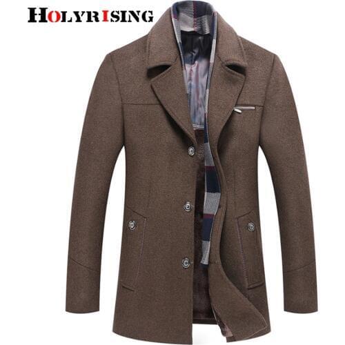 Holyrising winter coat men abrigo hombre M-6XL Size abrigo hombre invierno wool coat men Thick Wool Jacket 4 Color 18438-5