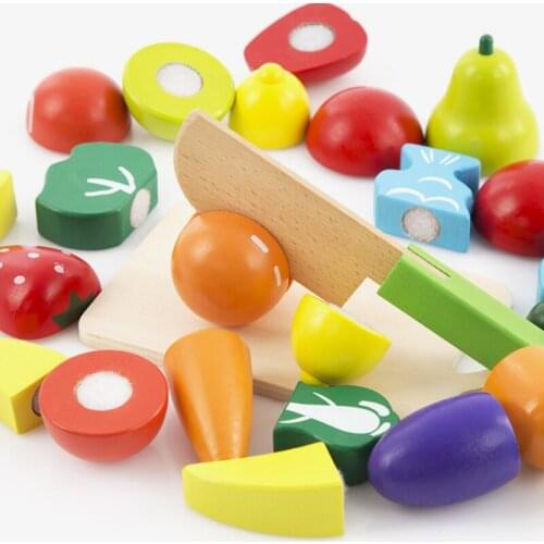 Food fruit model vegetable cutting toy wooden fruit and vegetable early education toy fruit and vegetable cognition education