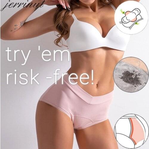 Jerrinut Menstrual Panties Physiological Pants Leak Proof Incontinence Period Proof Briefs High Waist Warm Female Pantie