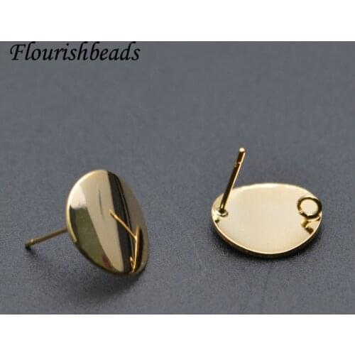 Anti-rust Round Metal Ear Stud Brass Ear Wire DIY Earrings Fashion Jewelry Components 30pcs/ Lot