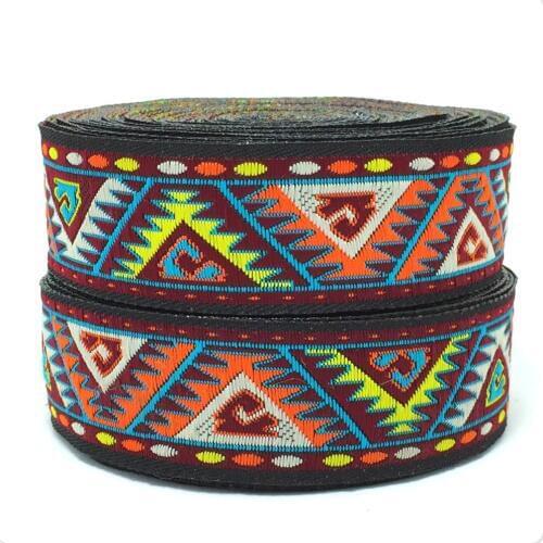 ZERZEEMOOY NEW width 1-1/8'' 28mm 9yards/lot Colored geometric patterns Woven Jacquard Ribbon Zakka DIY LACE KTZD16040807