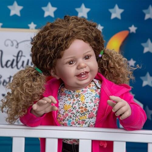 KEIUMI Curly Hair Reborn Baby Dolls huge 27 inch soft Silicone Newborn Boneca Tollder Doll Toys Kids Birthday XMAS Gift