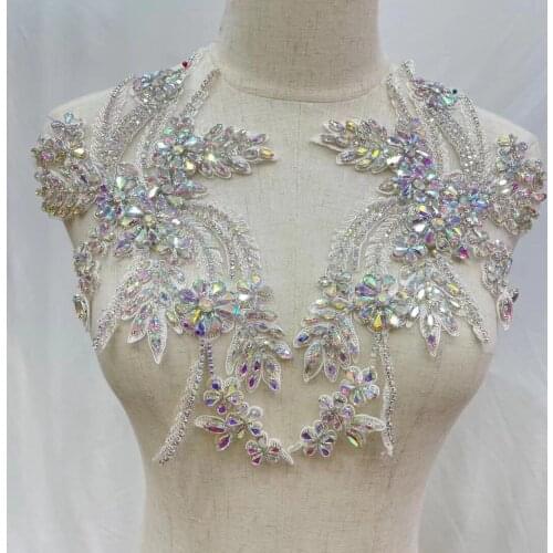 Hand Made ZH-3886814 Rhinestone Beaded Bridal Bodice Applique for Wedding Belt Bridal Sash ,Haute Couture Aceessor