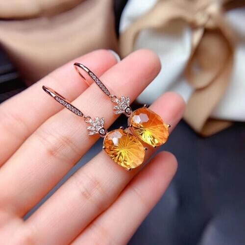Best Gift Natural and Real Citrine Earring Natural And Real 925 sterling silver Citrine Earring