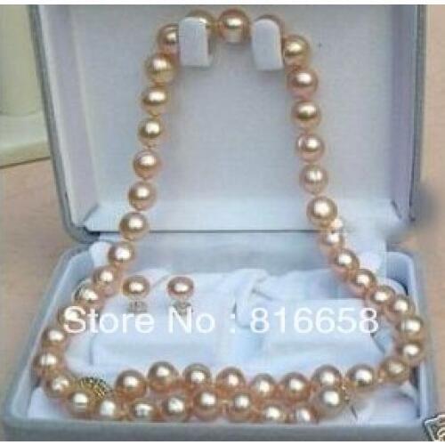 7-8mm Rare pink Freshwater Pearl Necklace Earring Set 18