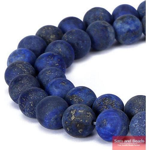 Natural Stone Dull Polish Matte Lapis Lazuli Round Loose Beads 15" Strand 4-12MM For Bracelet Necklace Making MLLB01