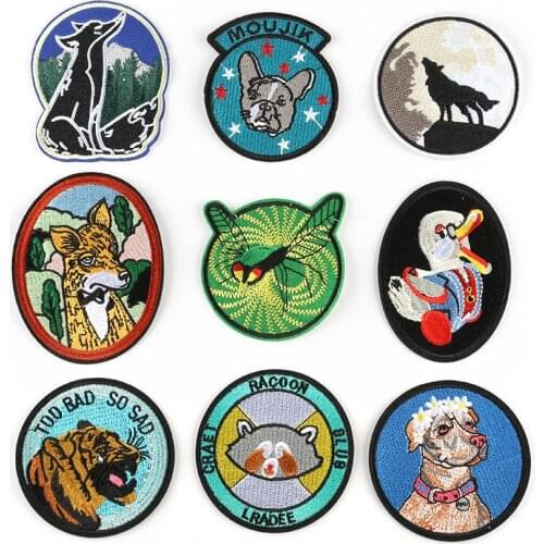 2021 New Embroidered Cloth Stickers round Animal Head Badge High-End Clothing Accessories Adhesive Patch