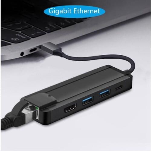 Type C to 4K HD TV HDTV Video Converter USB 3.0 HUB Gigabit Ethernet Rj45 Cable Adapter for Macbook Google Laptop Computer PC