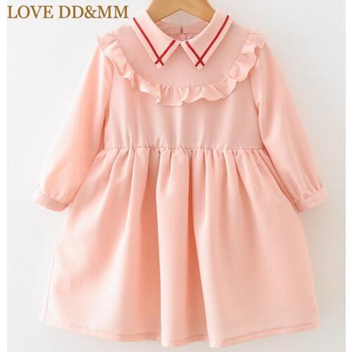 LOVE DD&MM Girls Dresses 2021 Spring New Childrens Clothing Long-Sleeved Sweet Chiffon Lotus Leaf Fresh Waist Princess Dress