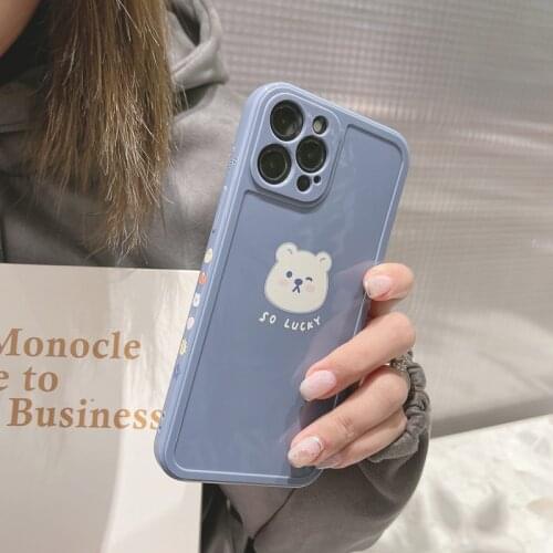 Fashion trend side bear painted all inclusive soft rubber mobile phone case for Apple 12 11 Pro Max x XR XS Mini 7 8 plus series