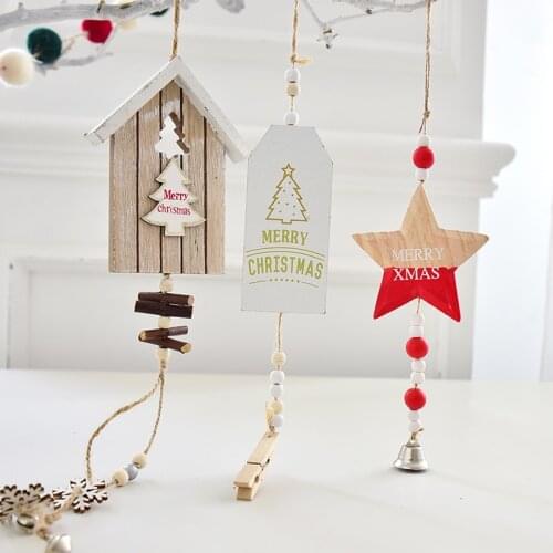 Nordic wooden bells, stars, love, elk Christmas tree pendant, Christmas ornaments pendant
