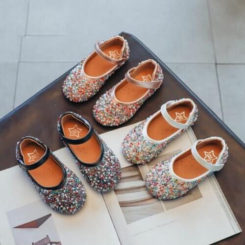 Rhinestone Girls Princess Little Shoes Leather Sneakers Spring Dress Baby ChildrenS Black School Kids Shoes 3 5 6 7 8 9 10 Year