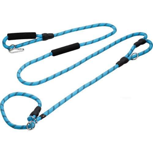 Reflective P Chain Large Dog Leash Slip Collar 2 Handles pet Walking Lead Long short Dog Rope Double handle For Medium big Dogs