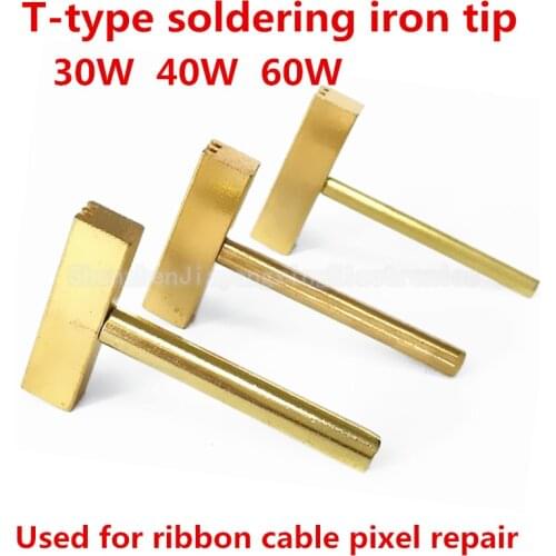 T-type soldering iron tip 30W 40W 60W Watt LCD screen line hot pressing head for ribbon cable pixel repair hot pressing bar
