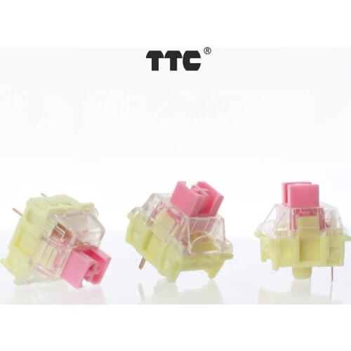 TTC Pink Gold Switch Linear Custom 3 Pin Gaming Mechanical Keyboard GK61 SK64 SK68 PCB Mx Switch 37G Button Gold Powder Switch