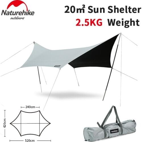 Naturehike 20㎡ Awning Sun Shelter Outdoor Beach Camping Sun Awning Canopy Sunshade Garden Rain Fly Tarp Waterproof Tent Shade