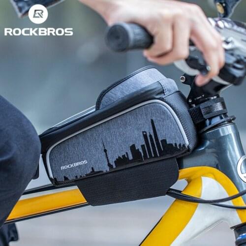 ROCKBROS Bike Bag TPU Touch Screen Top Tube Bag Waterproof 6.5 Inch High Capacity MTB Road Bicycle Saddle Bag Bike Accessories