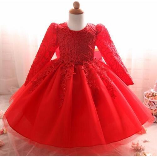 Vintage Baby Girl Dress Cute Toddler Lace Tulle Christening Gown Infant Princess Baptism Dress 1 Year Birthday Bebe Vestido