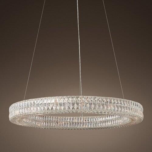 Showroom foyer dinning living room modern glass crystal pendant light LED hanging lamp round circular LED pendant lamp light