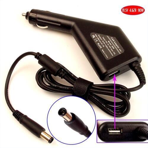 19.5V 4.62A 90W Laptop Car DC Adapter Charger + USB(5V 2A) for Dell Inspiron N3010D 1440 1501 1520 1521 1525 1526