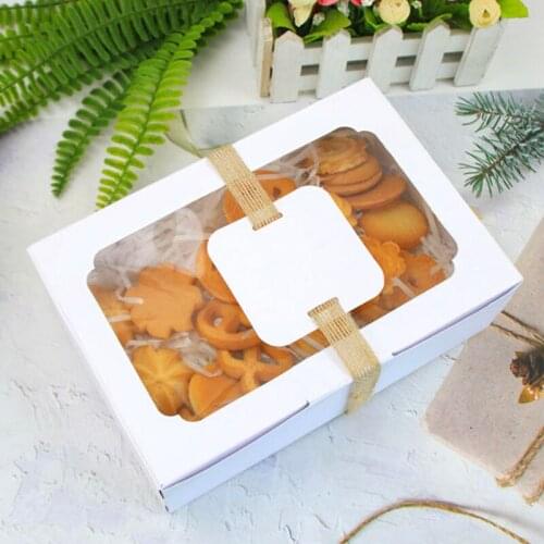12Pcs/lot Kraft Paper Candy Box Favor Gift Box PVC Clear Window Cookies Treats Christmas New Year Wedding Party Decoration