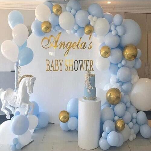 127pcs Balloon Arch Garland Blue White Chrome Gold Balloon Bulk for Wedding Birthday Party Baby Shower Decoration Event