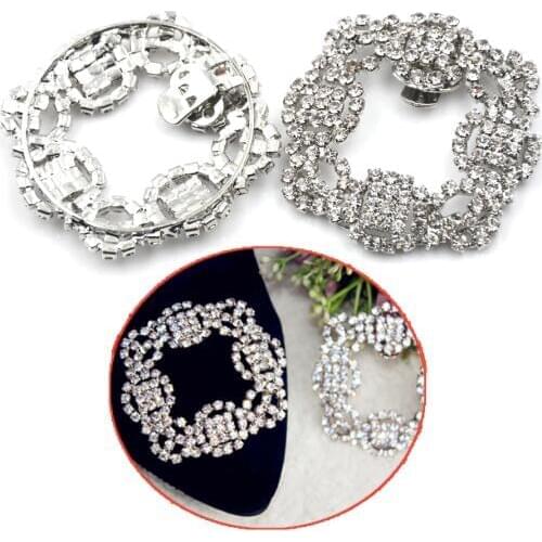 2Pcs/lot Shoe Rhinestone Charm Metal Shoe Square Clamp Women Crystal Shoe Clip Decoration Bridal Shoes Rhinestone Accessories