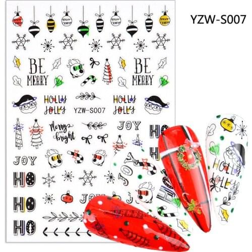 3D Nail Sticker Sketch Snowflake Gift Slider Nails Art Decoration Wraps Decals Design Adhesive Manicure Tips Stickers Pegatina