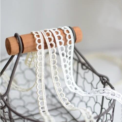 4 Meters Width 1cm White Beige Embroidered Lace Trim Fabric Water Soluble Lace Ribbon DIY Hometexile Garment Sewing Accessories