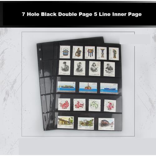 7 Hole Black Bottom Within Page Stamp Collection Book Within Page Black Stamp Album Stamp Book Within Page AB-0024