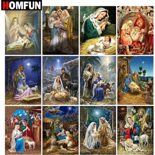 HOMFUN Full Square/Round Drill 5D DIY Diamond Painting "Portraits religieuse theme" Embroidery Cross Stitch 5D Home Decor Gift