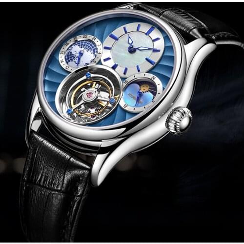 Real Tourbillon Movement Mechanical Watch Men Luxury Brand Tourbillon Multifunction Moon Phase Watches Mens montre homme 2020