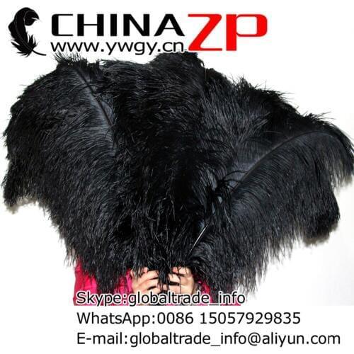CHINAZP Factory Size 65~70cm(26~28inch) 50pcs/lot Selected Prime Quality Dyed Black Ostrich Feathers