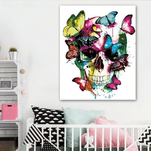 DIY painting by numbers illustration butterfly bone creative adult hand-painted living room decoration painting