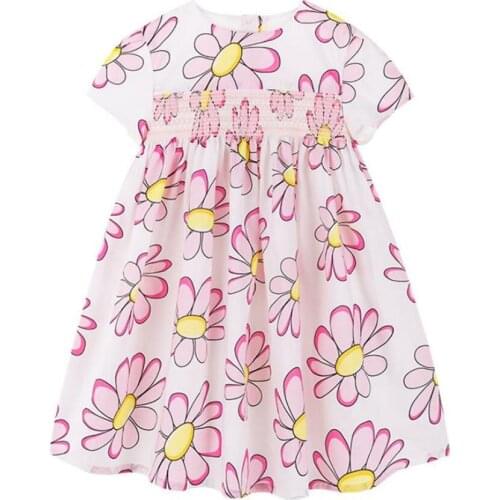 Baby Girl Smocked printed Dress Infant Smock Frocks Children Spanish Boutique cotton Baby Girl Spain Handmade Smocking Dresses