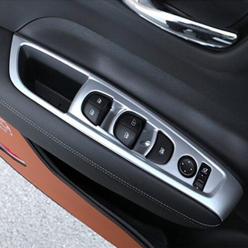 For Renault Koleos 2017 2018 ABS Matte/Carbon Fibre LHD door Window Lift Switch Armrest Panel Frame Cover Trim Accessories 4pcs