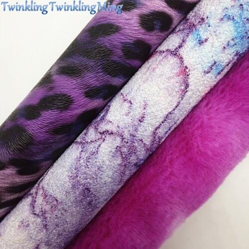 Mixed Colors Glitter Fabric,Leopard Synthetic Leather, Immitation fur Fabric Sheets For Bow A4 21x29CM Twinkling Ming XM001J