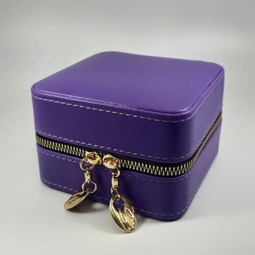 Ozer Box Zipper Leather Jewelry Bag Purple