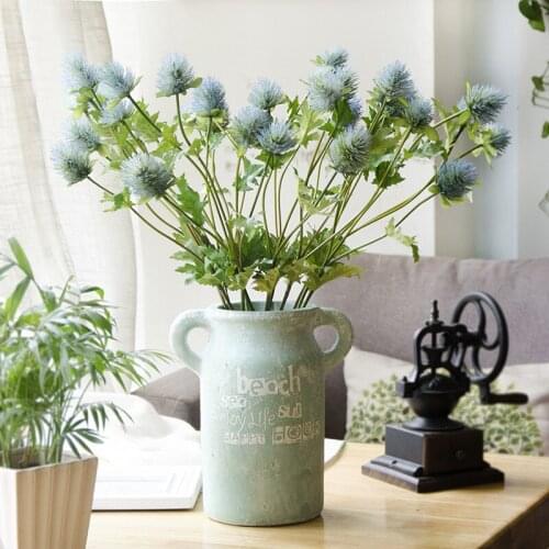 Artificial 3 branches eryngo Simulation flower home decoration artificial Flowers Wedding decor fake plants christmas flower