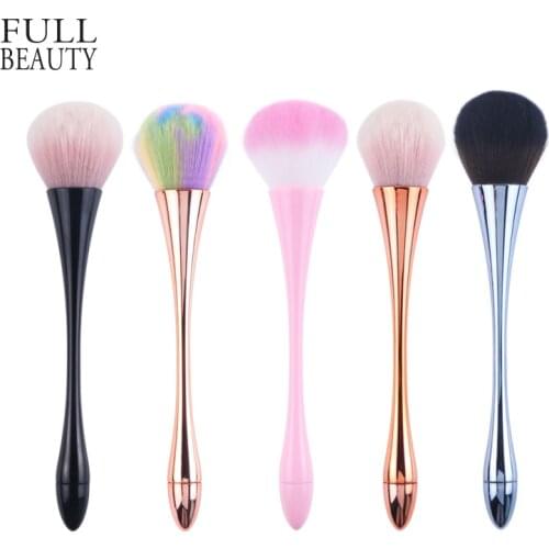 1pcs Cleaning Nail Brushes Rose Gold Soft High Quality Nail Dust Glitter Remover Acrylic Handle Manicure Makeup Tools CH949