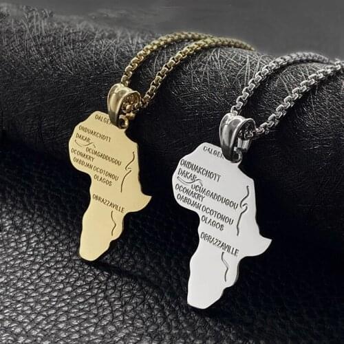 Fashion Titanium Steel Map Pendant Stainless Steel Popular Men and Women All-match Necklace hot sale