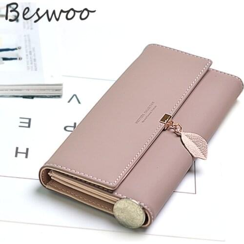 New Women Wallets 2021 Fashion Leather Female Long Purses Wallet Leaf Phone Pocket Ladies Wallet Card Holder Clutch Bag Mujer