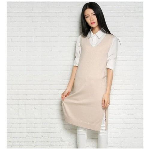 New women Cashmere sweater fashion casual womens long sweater ladys sweater coat womens Knitwear Sleeveless wool S1992