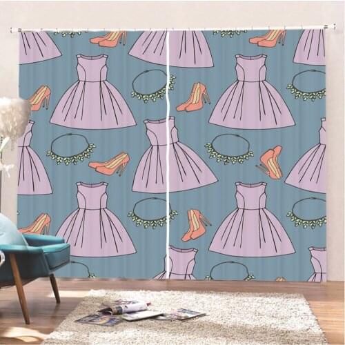 High Heels Window Curtains 2 Panels Makeups Window Treatments 3D Print For Living Room Window Drapes For Girls Home Curtain