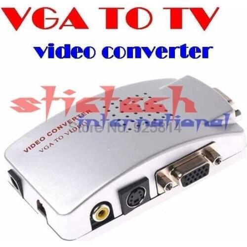 BY DHL OR EMS 20 pieces PC VGA to TV AV RCA Signal adapter converter supports NTSC PAL system Video Switch Box