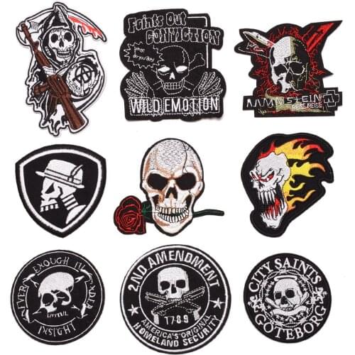 Punk pirate trend skull Ghost head Patches For Iron on Embroidered Hat Jeans Sticker Clothes Ironing Patch armband Applique