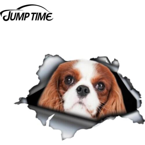 Jump Time 13cm x 8.8cm Red Cavalier King Charles car decal 3D Pet Graphic Vinyl Decal Car Window Laptop Bumper Car Stickers