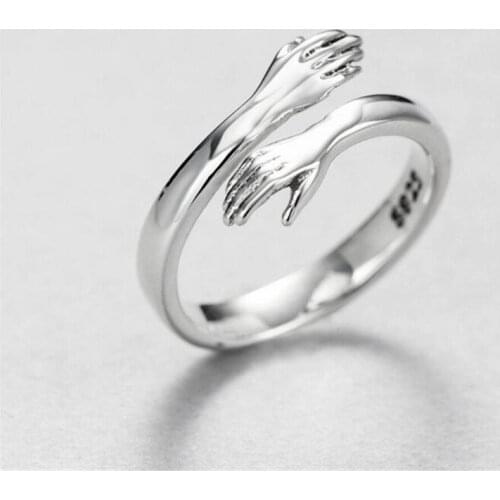 Romantic Love Hug Hand Rings Creative Love Forever Open Finger Rings Adjustable Exquisite Jewelry Ring For Women Party Gift