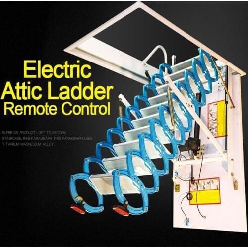 Removable Electric Retractable Loft Ladder carbon automatic Electric Wall-Mounted Flexible Stairs Hot Sale Stainless Steel